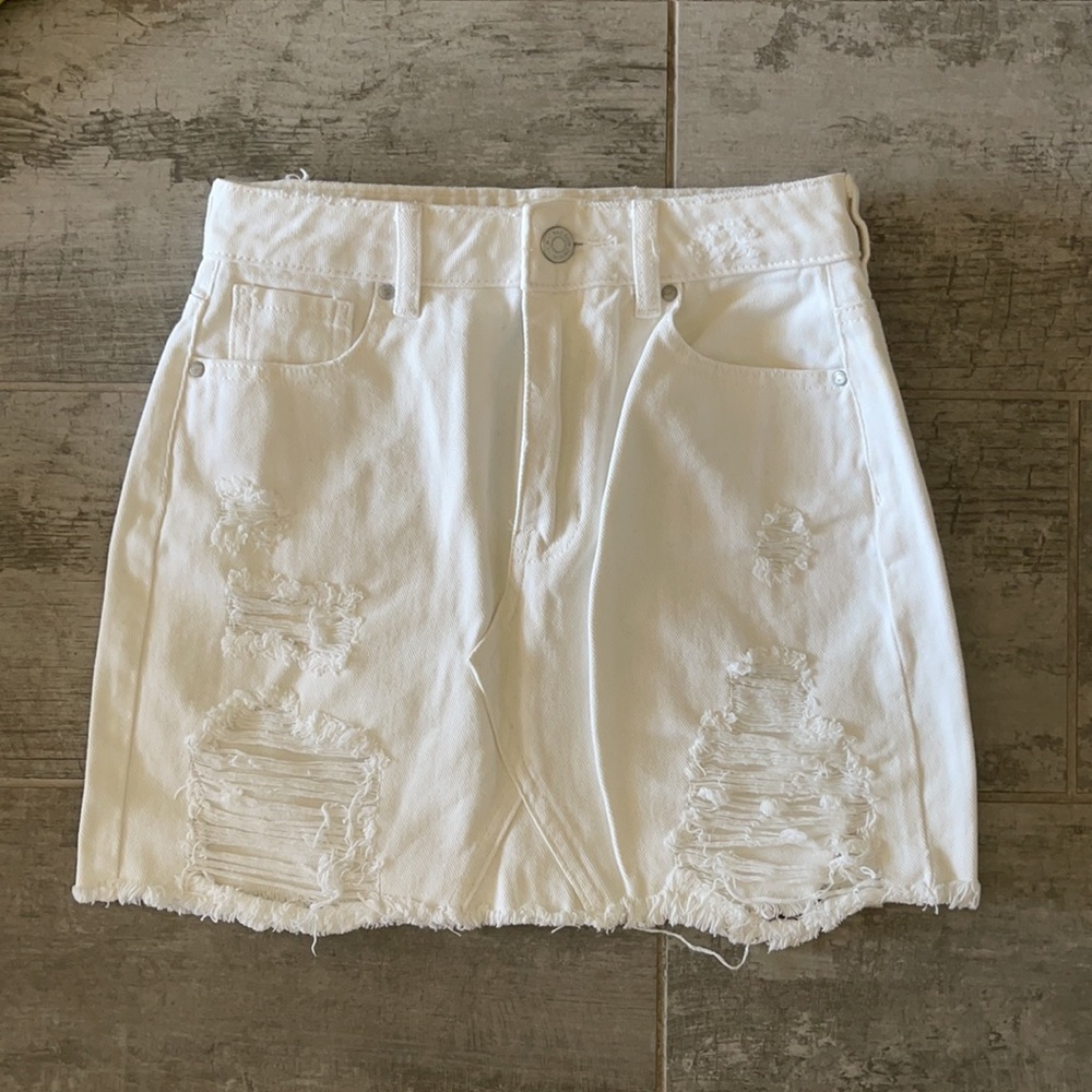 Pacsun white distressed denim skirt